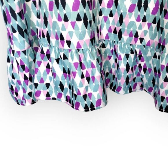 Joy Joy Womens Sundress Sz Medium Fit Flare Blue Purple Knit Stappy Coastal 56B7 - Picture 5 of 13